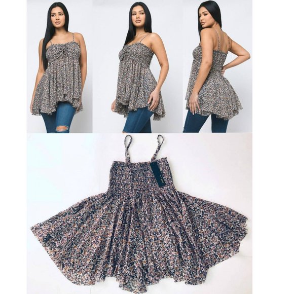 NWT Reset by Jane 'Viviana' smocked bust layered chiffon Tunic Top S,M,L - Picture 2 of 6